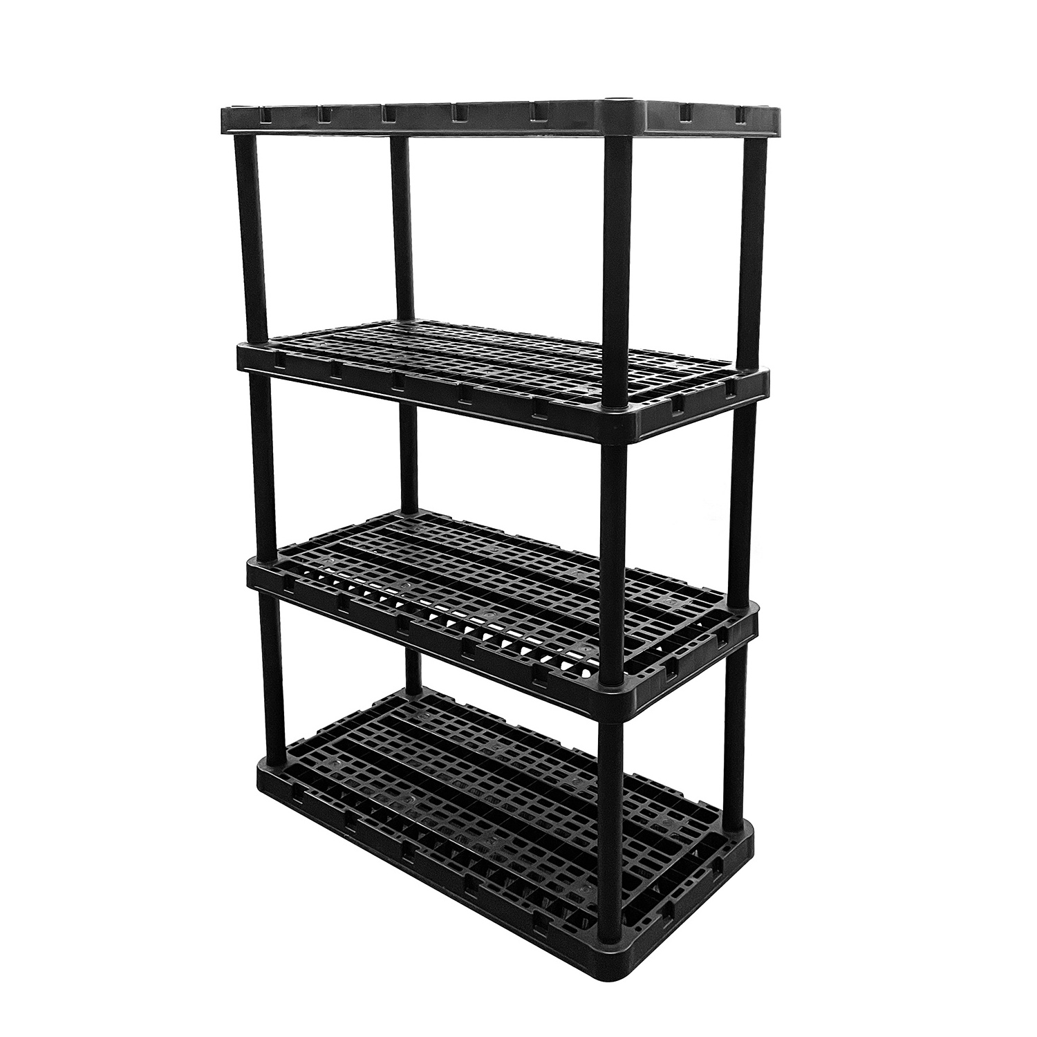 Multi Layer Adjustable 3 Shelf 4 Shelf 5 Shelf Light Medium Duty Heavy Duty Black Ventilated Plastic Shelving Unit For Garage