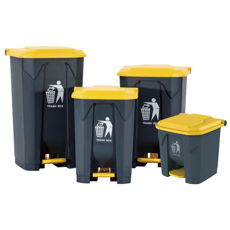 Plastic waste pedal bin 100L black trash can