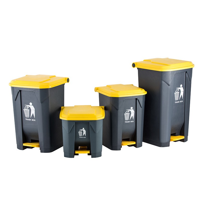 Plastic waste pedal bin 100L black trash can