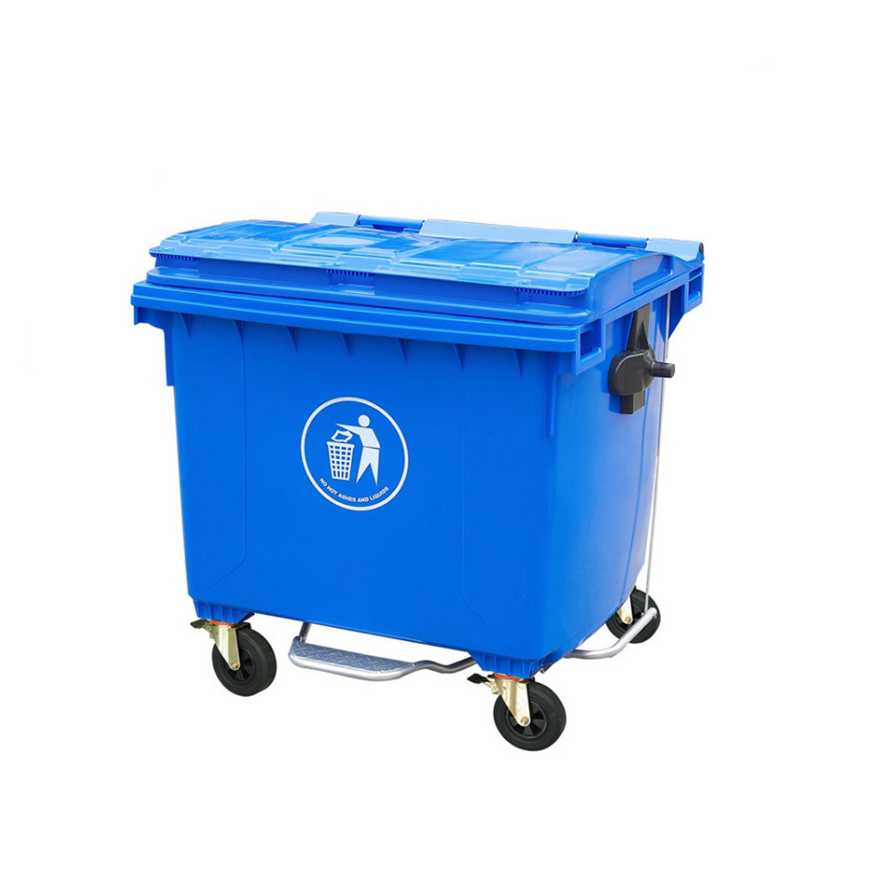 Industrial outdoor 1100 litre garbage galvanized waste trolley bin