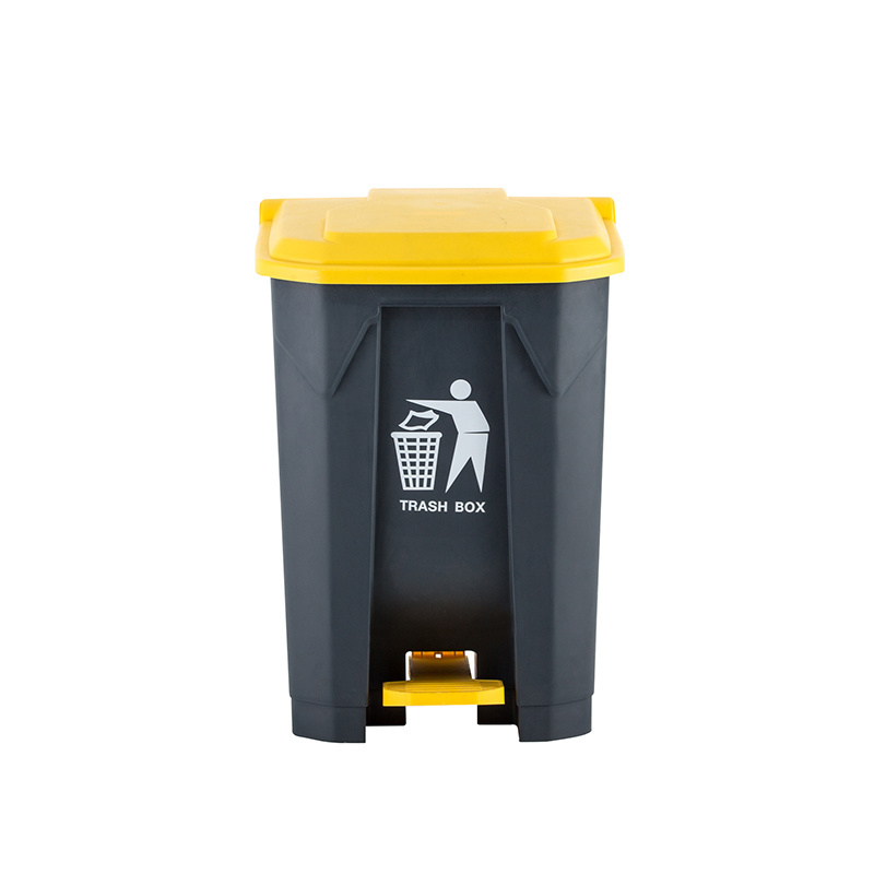 Plastic waste pedal bin 100L black trash can