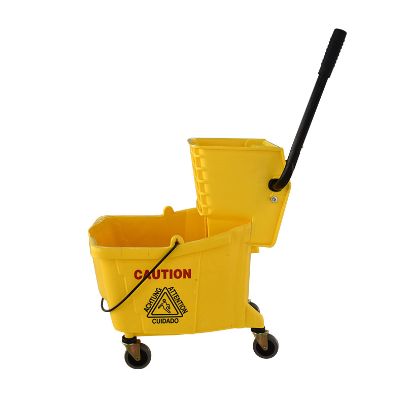 Plastic cleaning squeeze mop bucket with wringer for flat mop bucket for floor cleaning