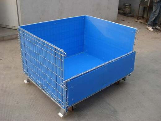 Industrial material handling stackable welded steel transport metal collapsible wire mesh pallet cage