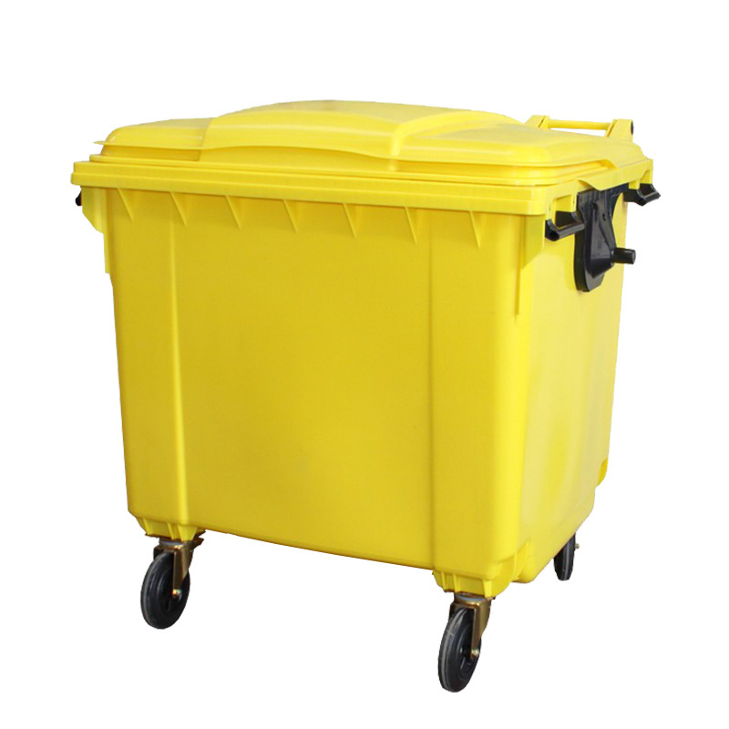 Outdoor garbage bin 1100L plastic trash can waste trolley bin with wheels