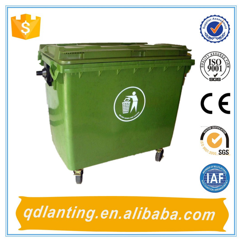 Industrial outdoor 1100 litre garbage galvanized waste trolley bin