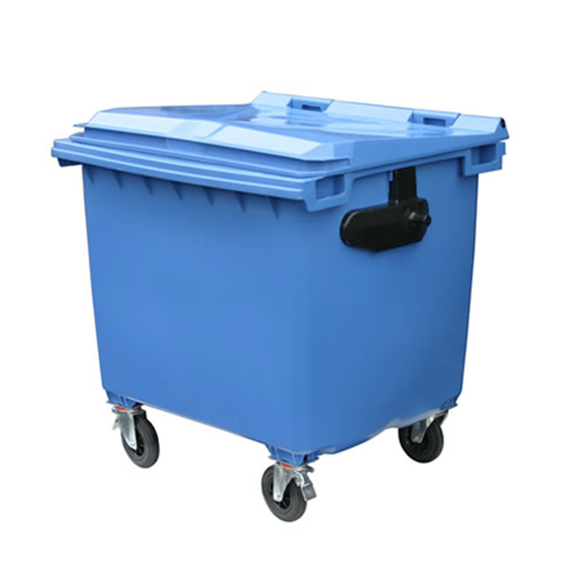 1100 liter Outdoor dumpster garbage bin industrial plastic waste bin container recycle dustbin with wheels