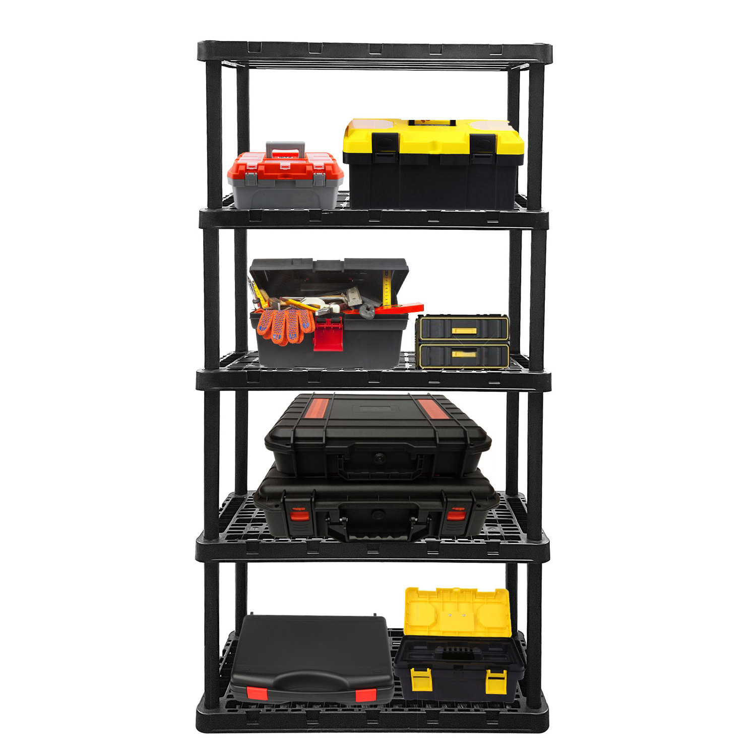 Warehouse Rack Store Home Garage Plastic Shelving 5 Layer Tier Sheet Storage Shelves Rack Plastic 5 Shelf Unit