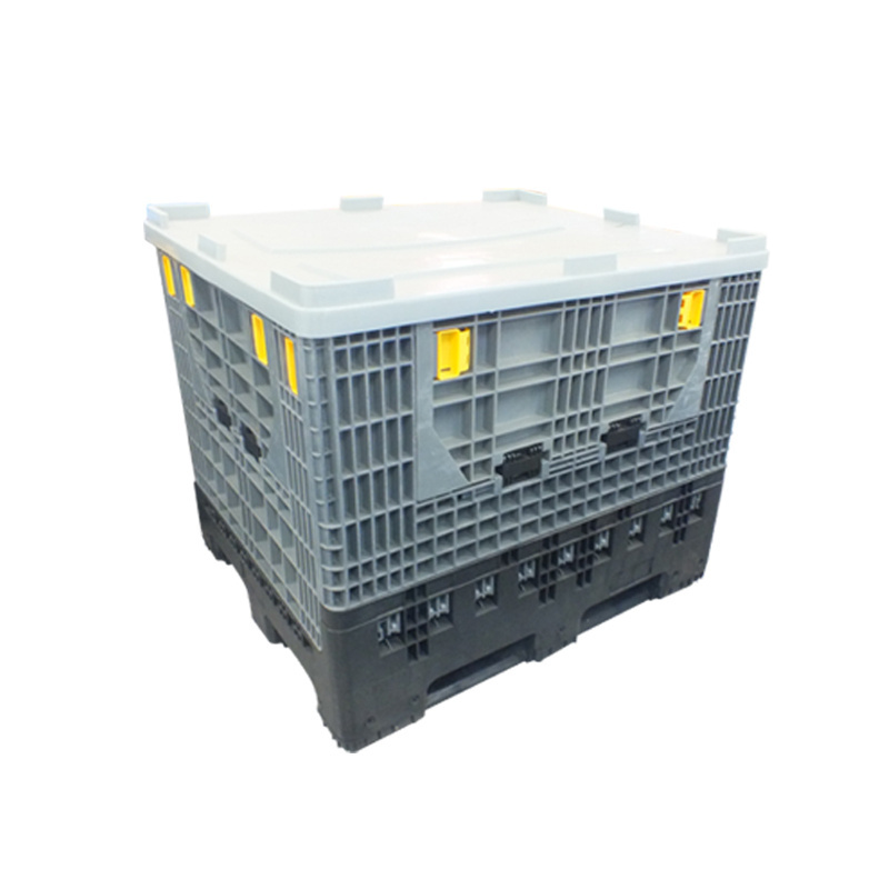 Heavy duty industry use Plastic Pallet Boxes Plastic Foldable Bins Collapsible Bulk Container with Lid