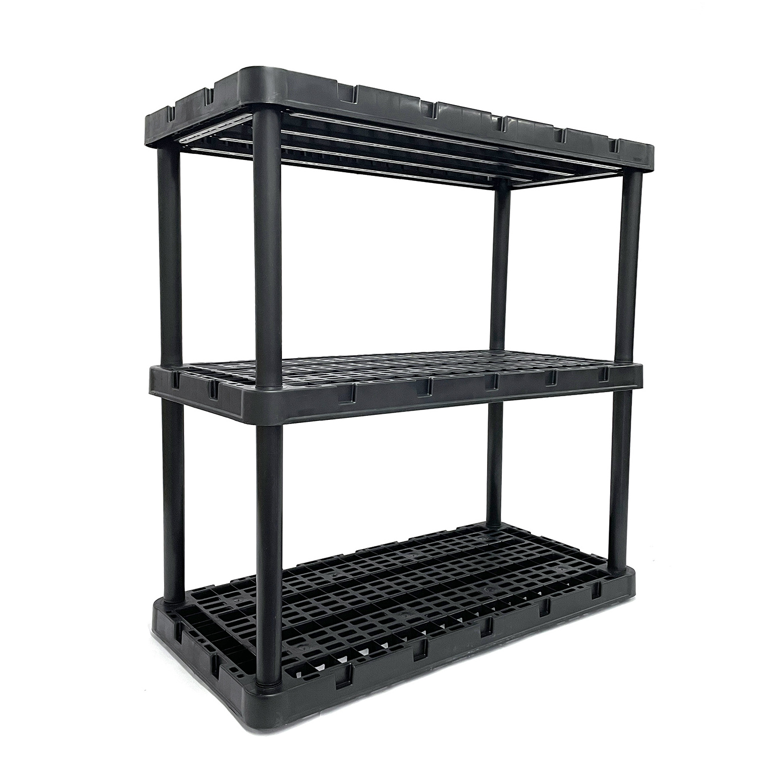 Multi Layer Adjustable 3 Shelf 4 Shelf 5 Shelf Light Medium Duty Heavy Duty Black Ventilated Plastic Shelving Unit For Garage