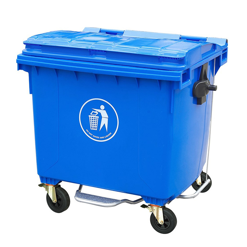 1100 liter Outdoor dumpster garbage bin industrial plastic waste bin container recycle dustbin with wheels