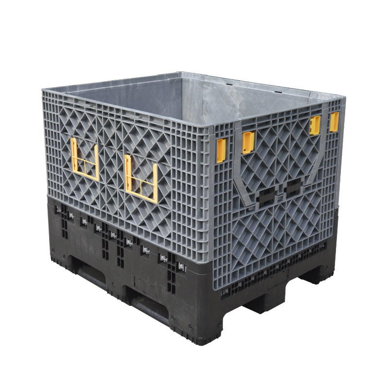 Heavy duty industry use Plastic Pallet Boxes Plastic Foldable Bins Collapsible Bulk Container with Lid