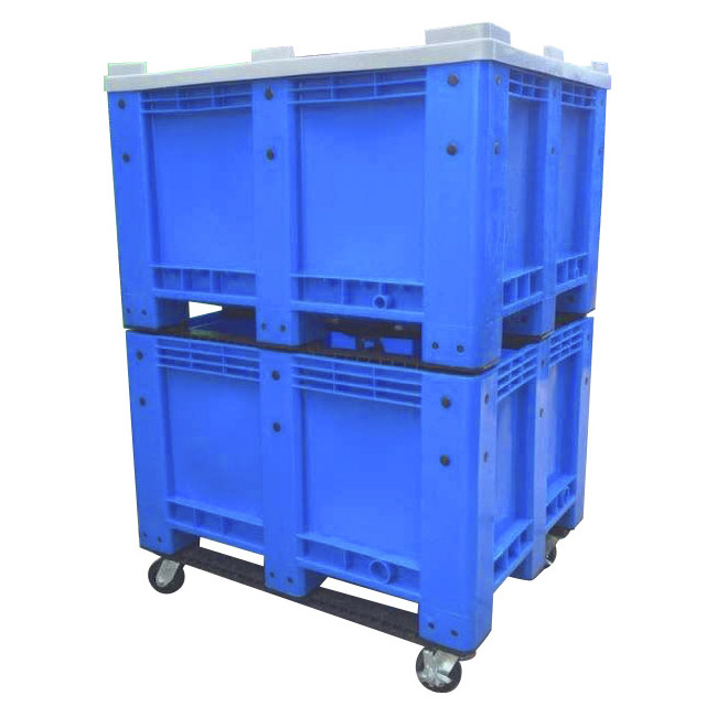 Heavy Duty Logistics Moving plastic pallet container stacking crate Bulk Bin agriculture Vegetables Fruit pallet box with wheels