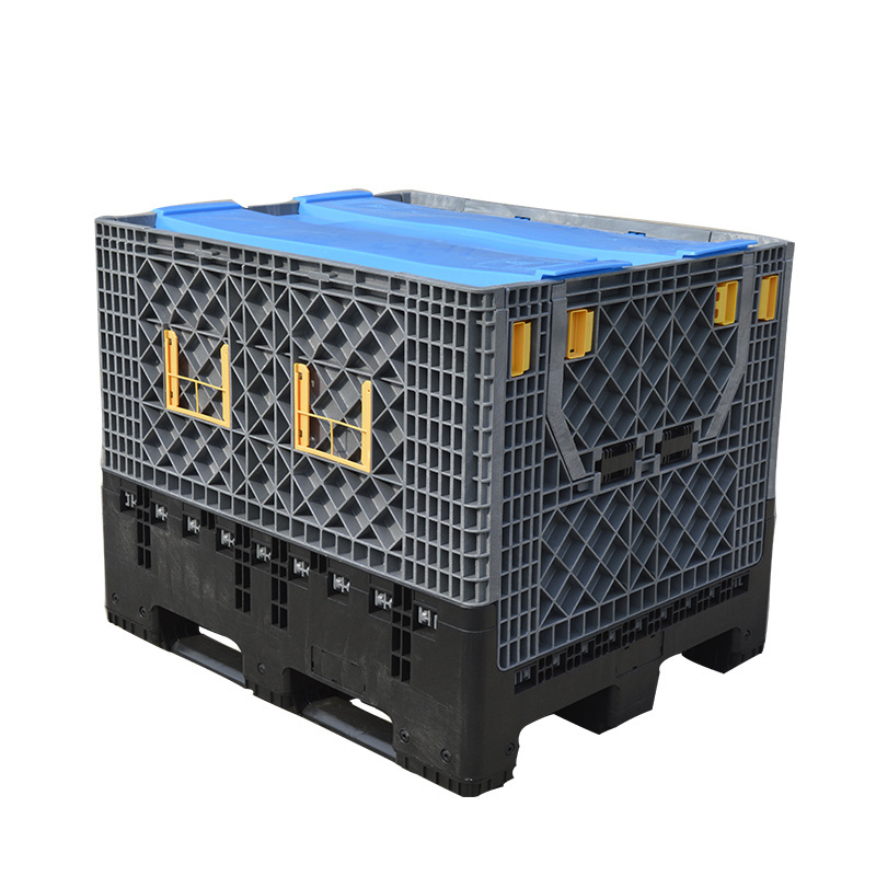 Heavy duty industry use Plastic Pallet Boxes Plastic Foldable Bins Collapsible Bulk Container with Lid