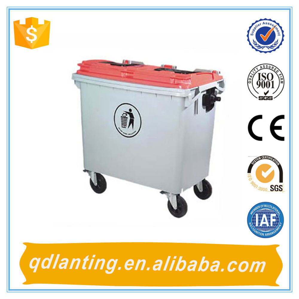 Industrial outdoor 1100 litre garbage galvanized waste trolley bin