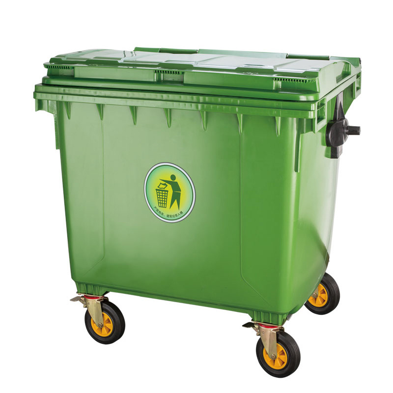 1100 liter Outdoor dumpster garbage bin industrial plastic waste bin container recycle dustbin with wheels