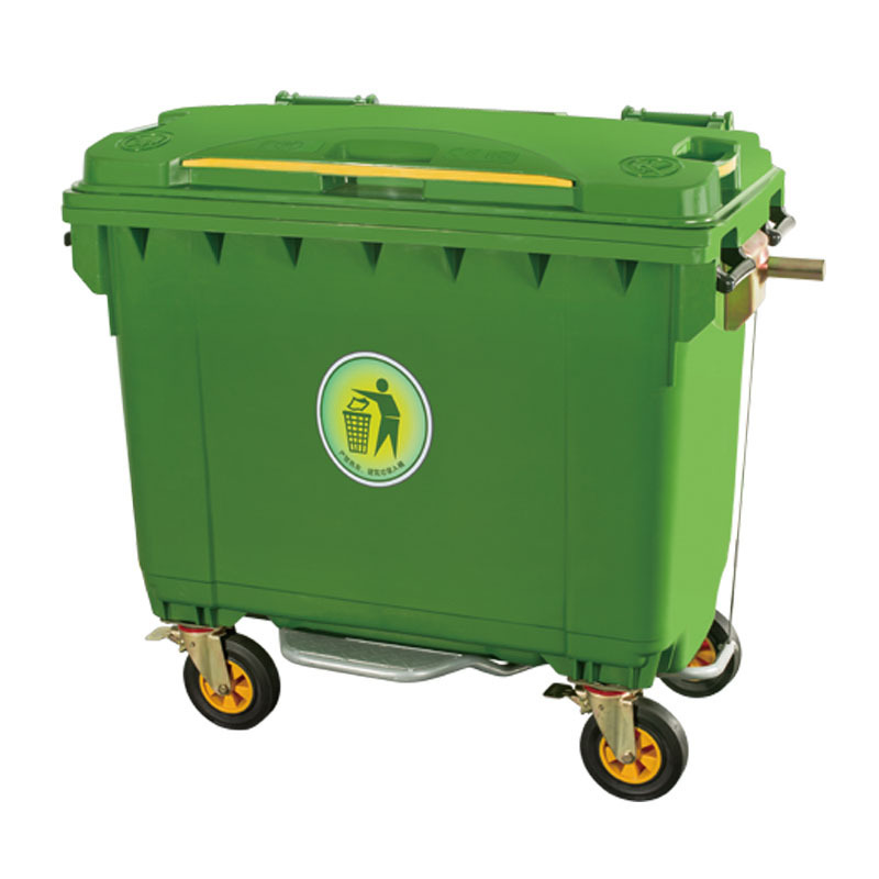 Outdoor garbage bin 1100L plastic trash can waste trolley bin with wheels