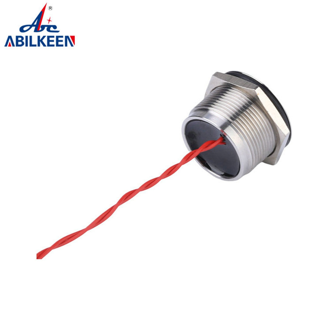 19mm touch switch 24v waterproof  IP68 latching anti vandal  push button/ piezo electric switch with 300mm long wire