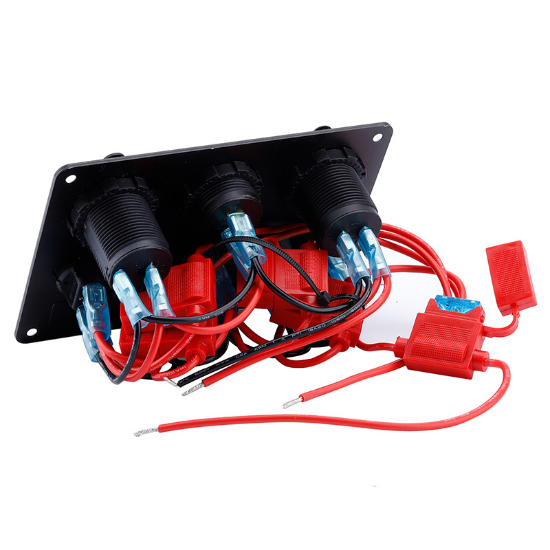 Digital 12v Socket 5 Gang IP68 LED Charger Dual USB Panel Car Boat Marine Rocker Switch Panel With Voltmeter