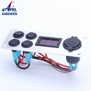 Car Auto Boat Marine Waterproof White On-Off Toggle Digital Voltmeter Dual Usb Rocker Switch Panel