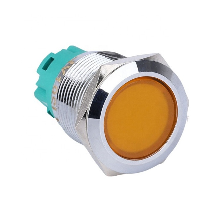 1NO1NC Waterproof IP67 Brass Metal Momentary/latching 19mm Flat Push Button Switch for Welding Machine Kitchen Hood with Light