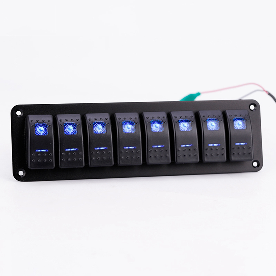 ABILKEEN Appliance  Car Rocker Switch Panel LED Color Blue 8 Gang Switch Panel