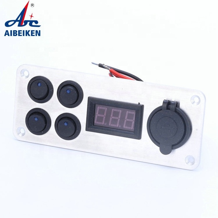 Car Auto Boat Marine Waterproof White On-Off Toggle Digital Voltmeter Dual Usb Rocker Switch Panel