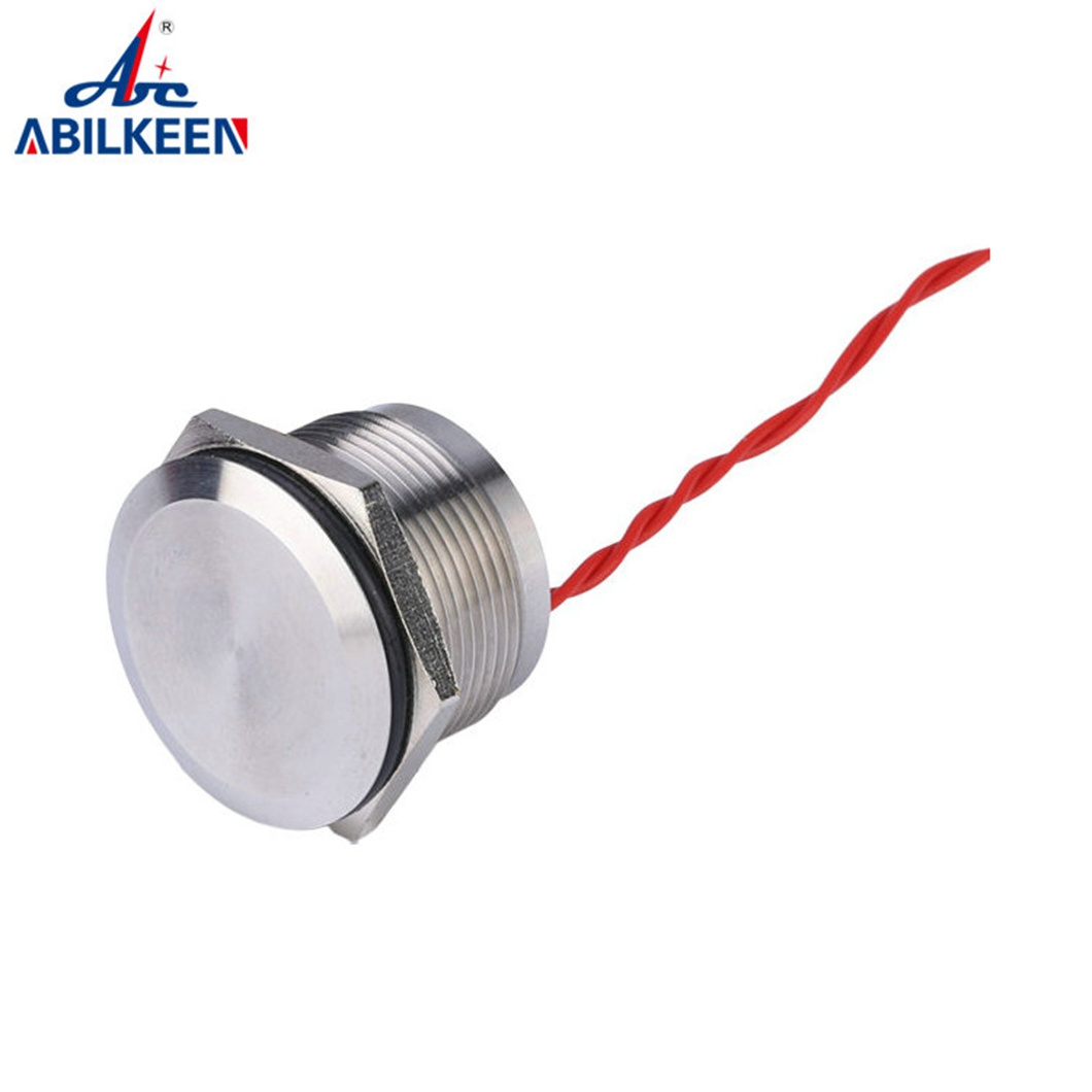 19mm touch switch 24v waterproof  IP68 latching anti vandal  push button/ piezo electric switch with 300mm long wire