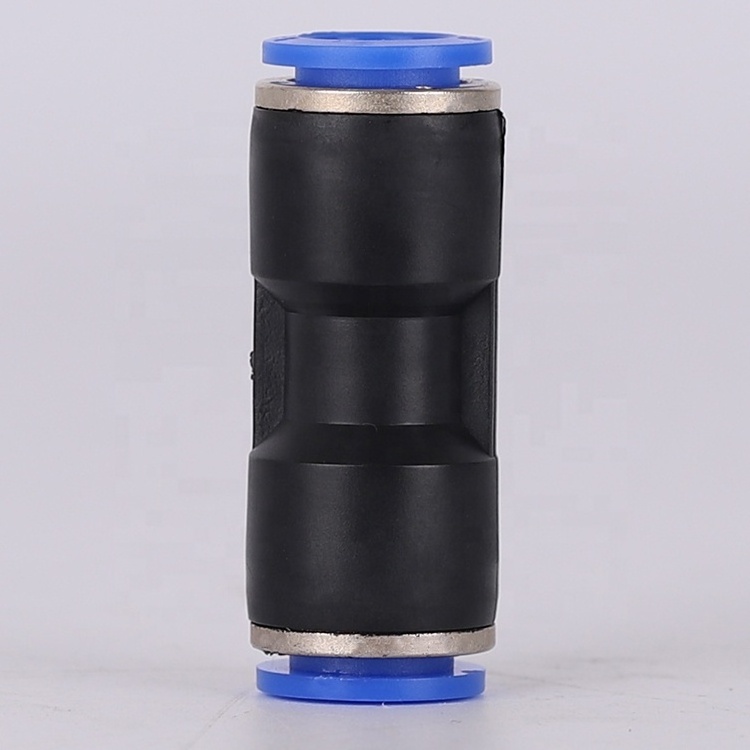 PU Straight Union Black Quick Tube Connector One Touch Push in Pipe Air Plastic Pneumatic Fitting