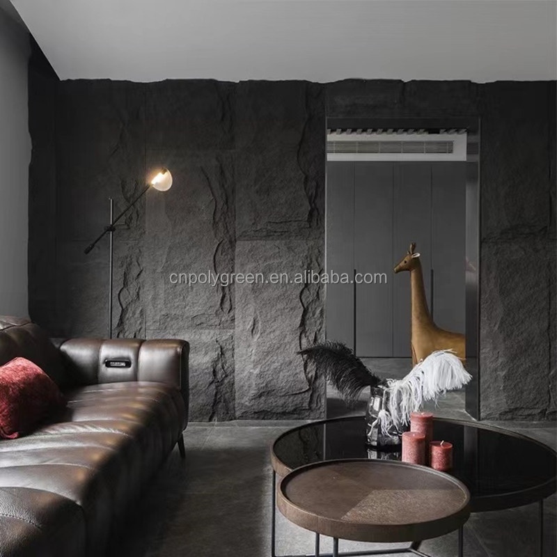 faux large formal pu stone design foam mould pu stone wall tiles