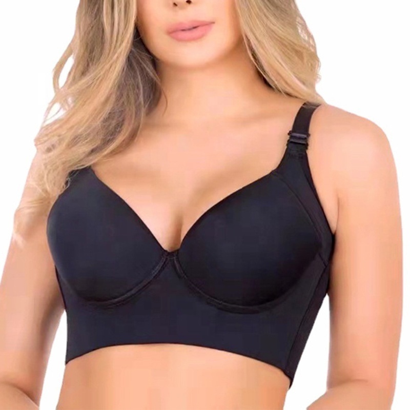 Wholesale Black Tshirt Big Size Back Fat Bra Underwire Push-up Plus Size Bras For Big Women