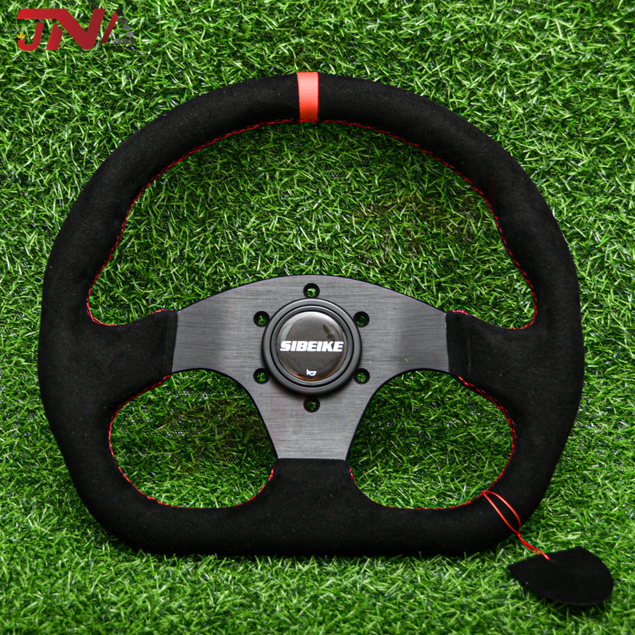 13inch 320mm Suede Leather Steering Wheel D Shape Modified Drift Sim Racing Steering Wheel