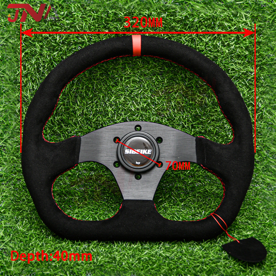 13inch 320mm Suede Leather Steering Wheel D Shape Modified Drift Sim Racing Steering Wheel