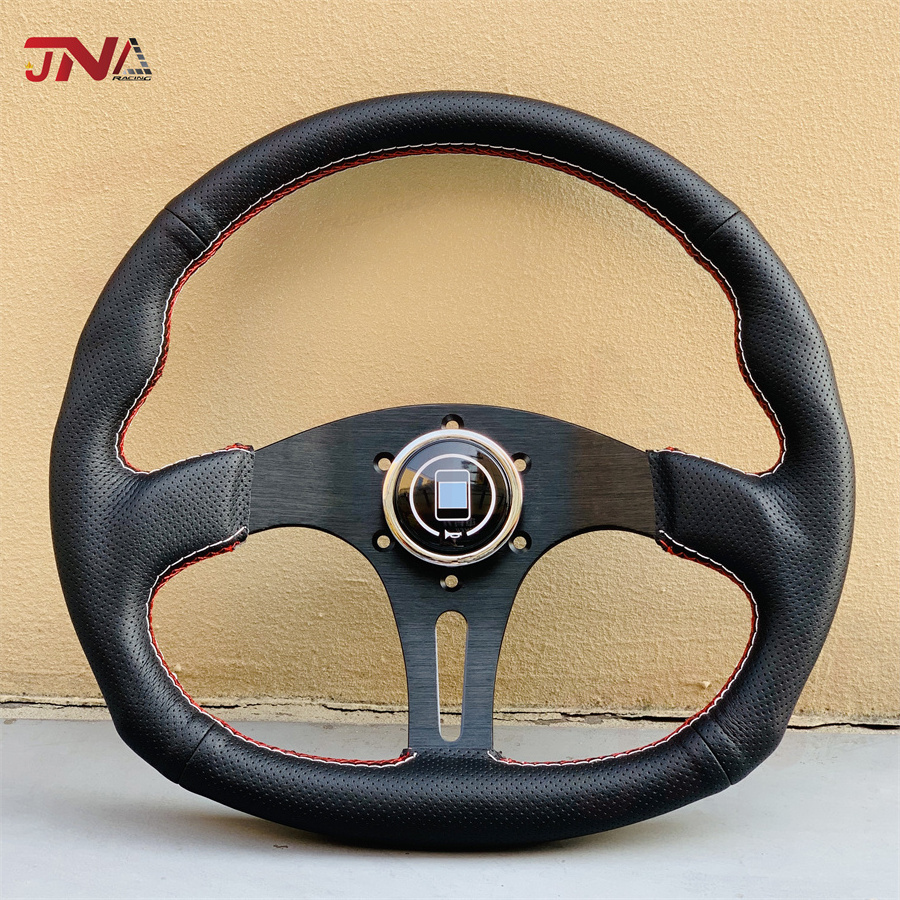 14inch 350mm Universal D Shape Leather Steering Wheel Sim Racing Gaming Steering Wheel