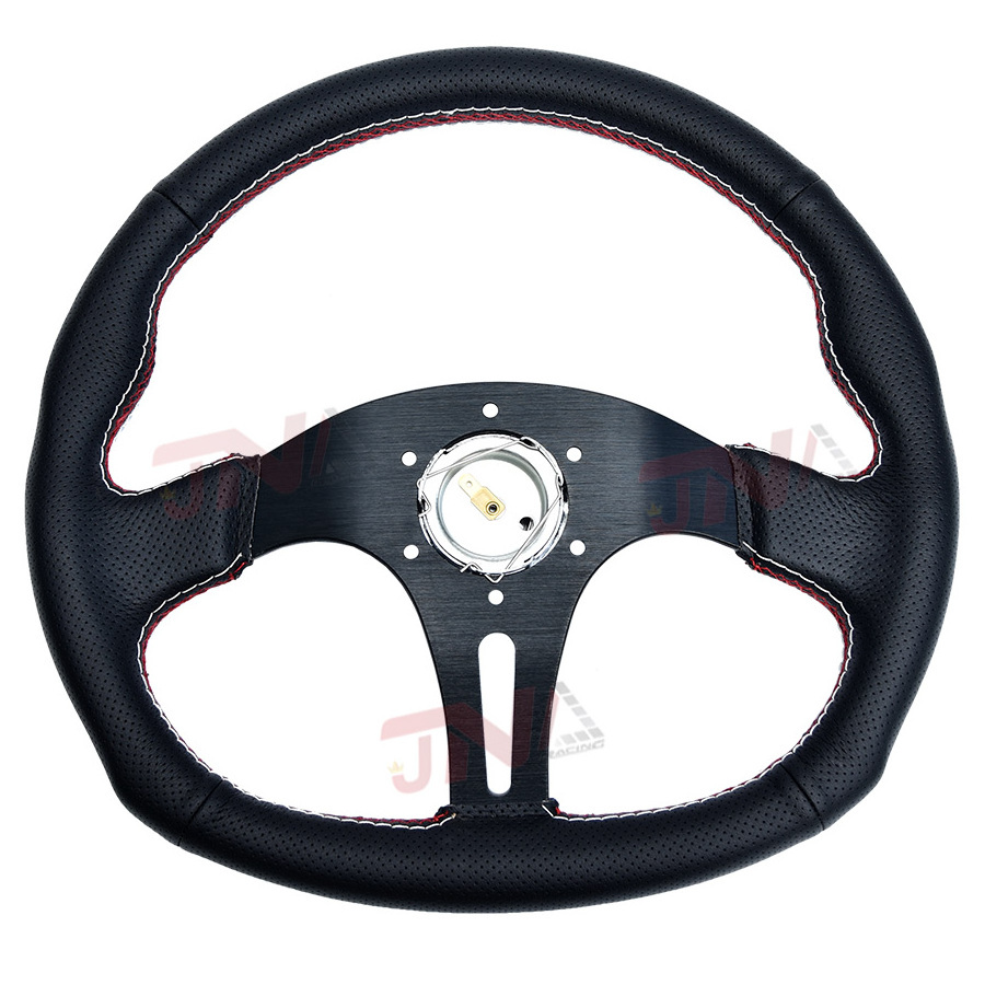 14inch 350mm Universal D Shape Leather Steering Wheel Sim Racing Gaming Steering Wheel