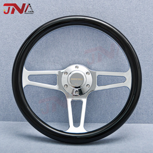 14inch 350mm Polished Chrome Spoke Black ABS Steering Wheel Universal Classic Sports Steering Wheel