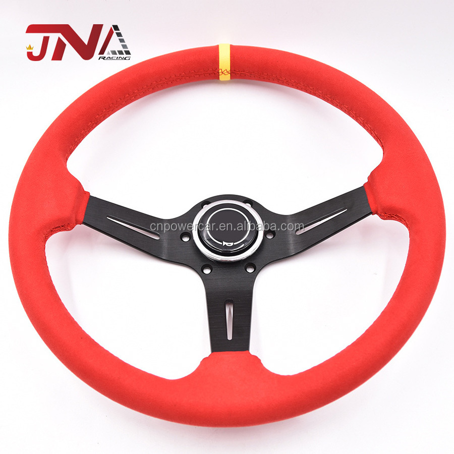 Orginal Logo Classic 14 inch Suede Leather Steering Wheel F1 Racing Car Steering Wheel