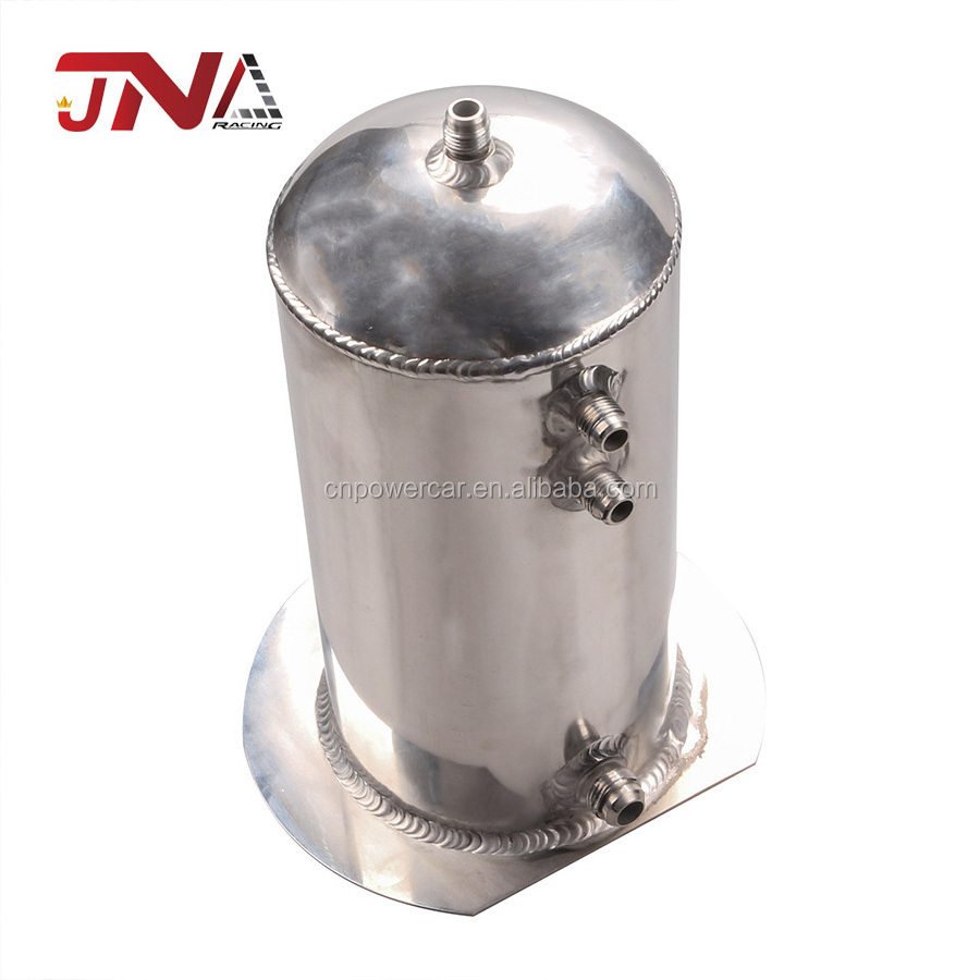 Car Racing 2.5L Oil Catch Can Aluminum Silver Fuel Surge Tank For Universal