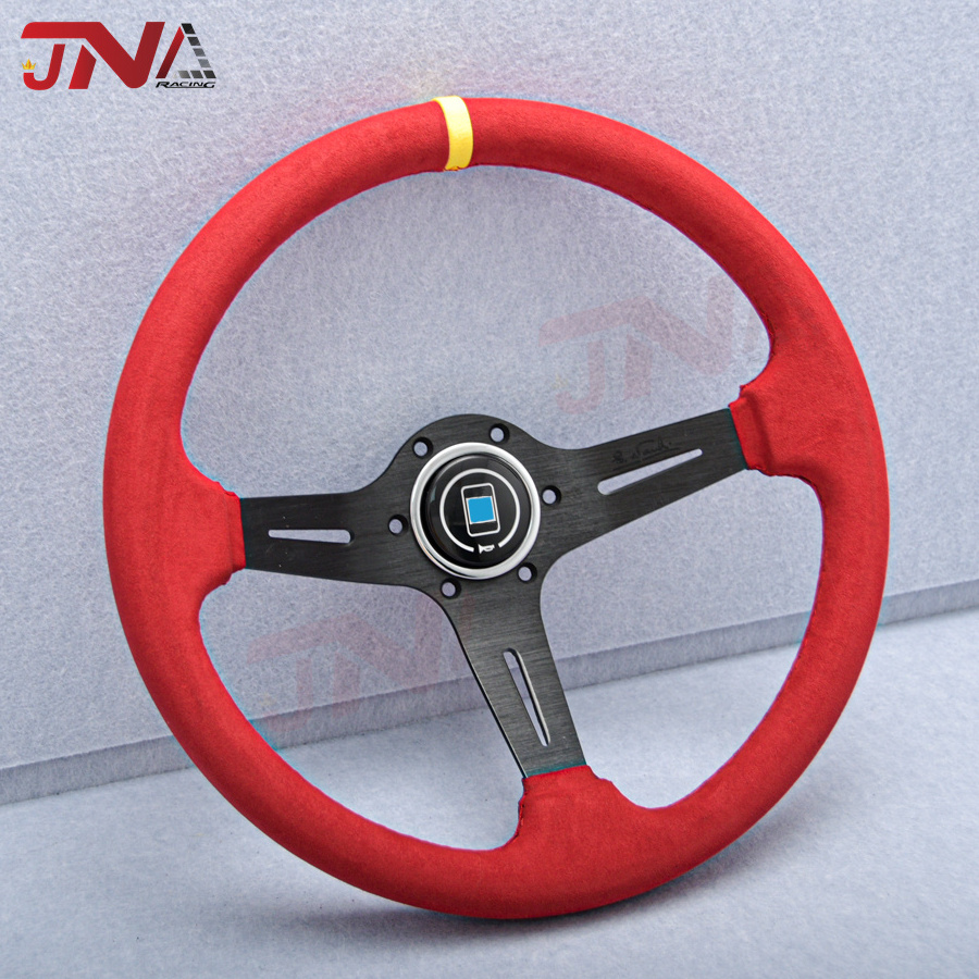 Orginal Logo Classic 14 inch Suede Leather Steering Wheel F1 Racing Car Steering Wheel