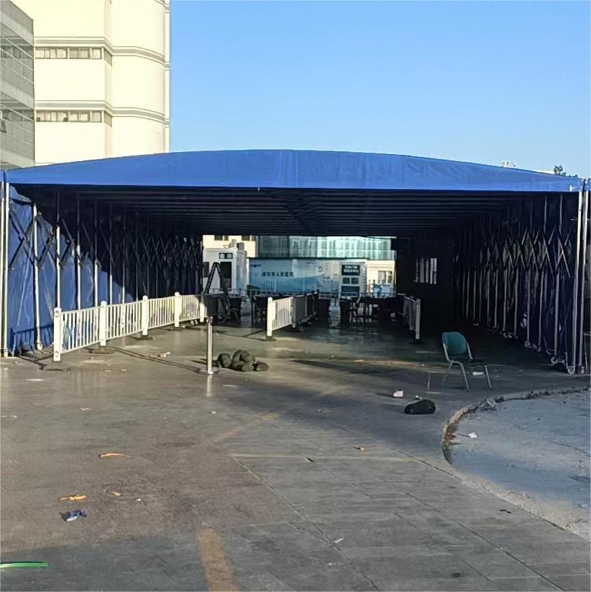 Wind-proof, snow-proof and sunshade can be used as a storage warehouse with a push-pull, foldable and retractable tent