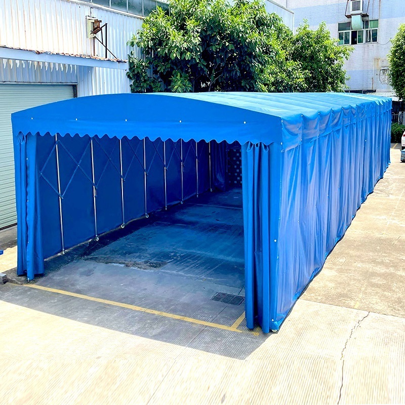 Wind-proof, snow-proof and sunshade can be used as a storage warehouse with a push-pull, foldable and retractable tent