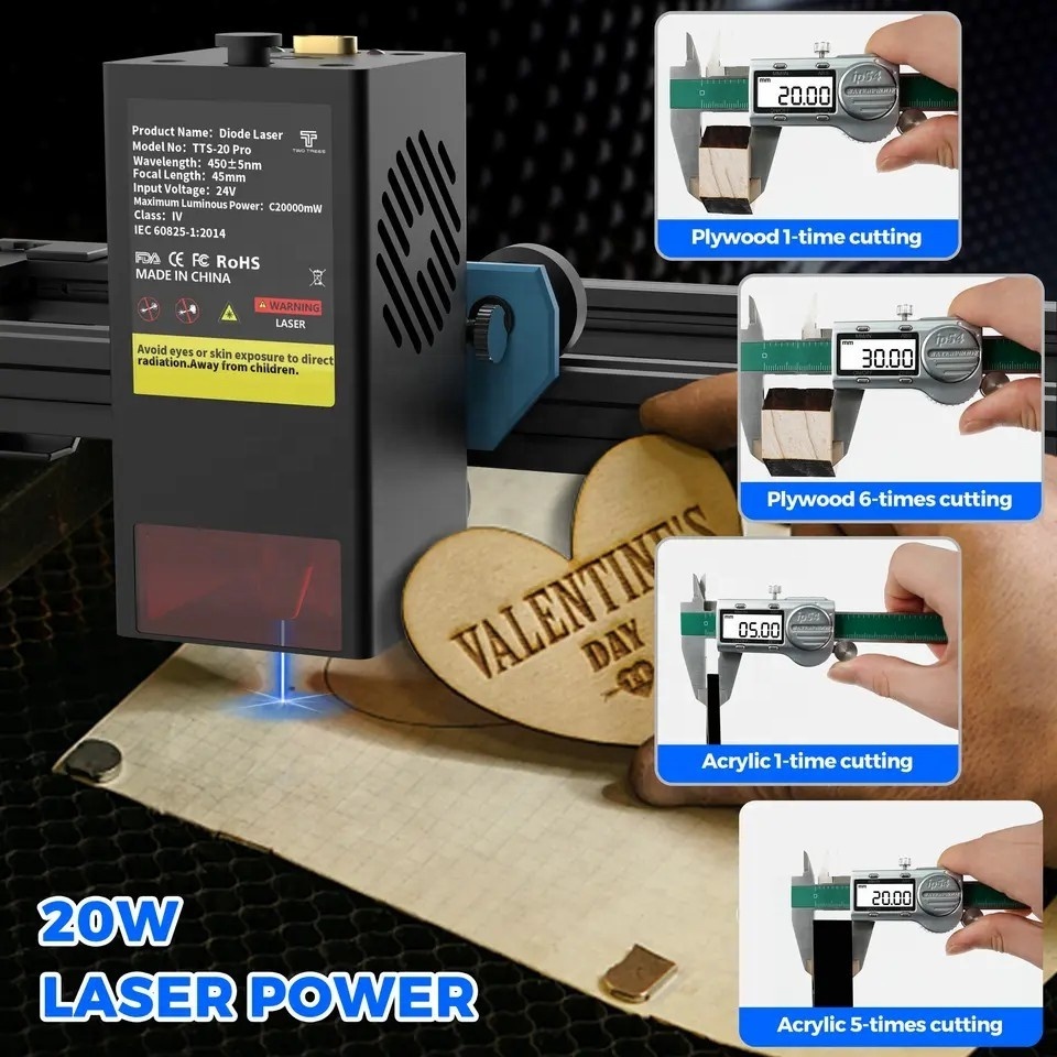 TTS 55 Twotrees Desktop CO2 Mini Cnc Wood Cutting For Acrylic Lazer Engravers Glass 3D Photo Crystal Laser Engraving Machine