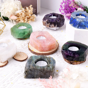 New Gifts Artificial Crystal Lotus Candle Holders  Rocks Quartz Raw Crystal Aromatherapy Candle Holder candlestick