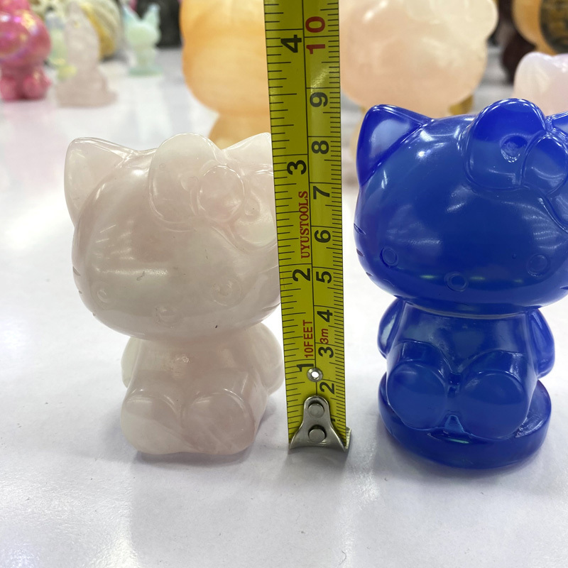 Wholesale 10cm Natural Hello Kitty Carving Hand Carved Crystal KT Carving For Gift