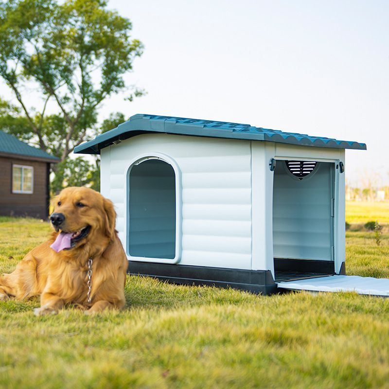 Custom Waterproof Plastic Large Dog Pet House Indoor Outdoor Puppy Kennel with Air Vents and Elevated Floor