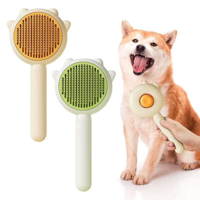 New Arrival Pet Grooming Cat Deshedding Brush Self Clean Pet Dog Massaging Brush For Short and Long Hair Animal