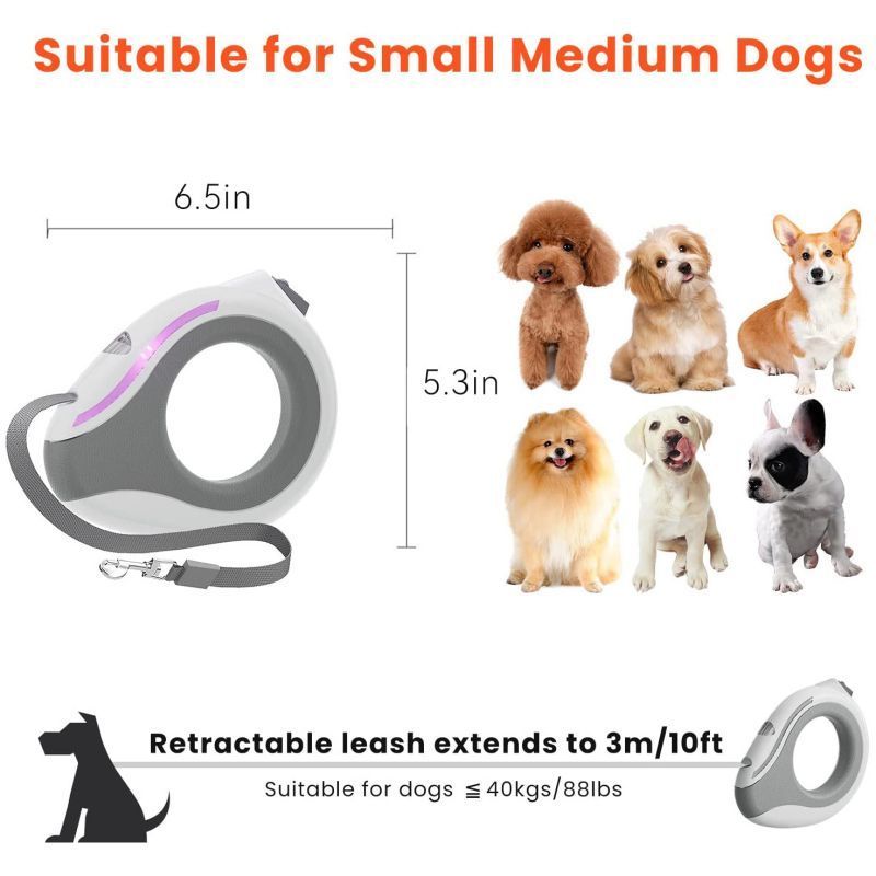 New Arrival Tangle Free Dog Walking Leash Free Hands Retractable Dog Leash with Brighter LED Light