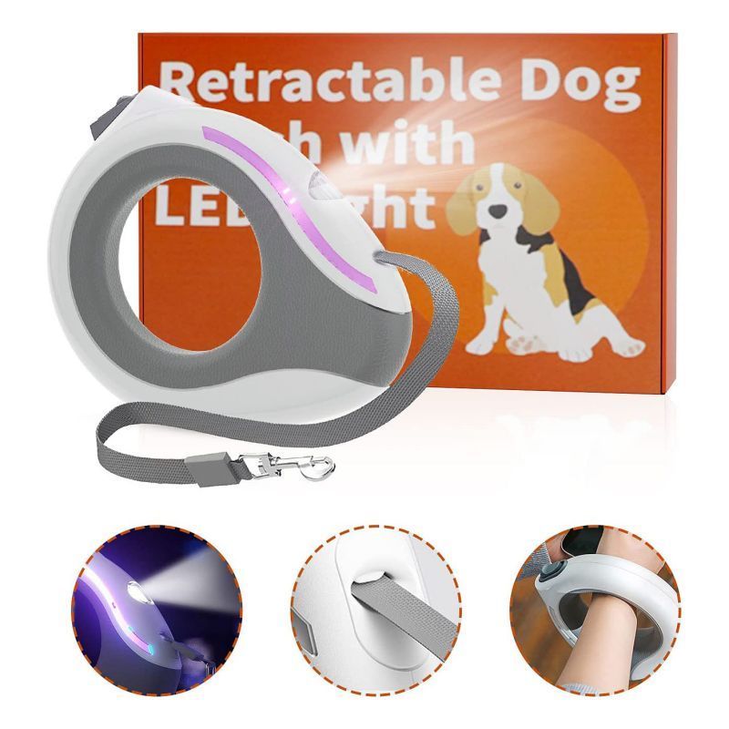 New Arrival Tangle Free Dog Walking Leash Free Hands Retractable Dog Leash with Brighter LED Light