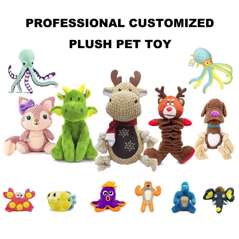 Custom Logo Manufacturer Wholesale High Quality Super Durable Tough No Stuffing Squeaky Plush Pet Dog Toys for Dogs Chewing