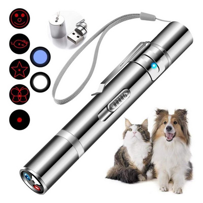 Best Selling USB Recharge 7 Adjustable Patterns Cat Toy Laser Tease Stick Training Chaser Interactive Cat Laser Toy