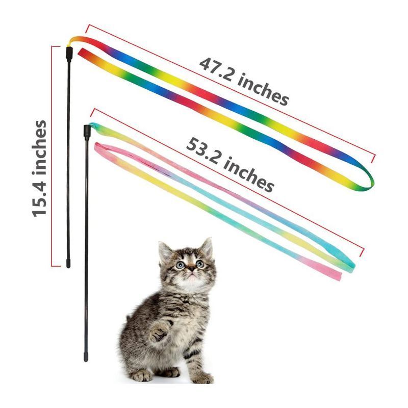 Wholesale Best Selling Rainbow Cat Teaser Wand Toys Interactive Cat Teaser Stick for Kittens